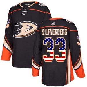 Boern-NHL-Anaheim-Ducks-Ishockey-Troeje-Jakob-Silfverberg-33-Sort-USA-Flag-Fashion