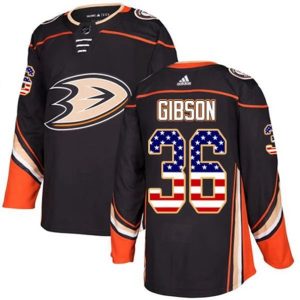 Boern-NHL-Anaheim-Ducks-Ishockey-Troeje-John-Gibson-36-Sort-USA-Flag-Fashion-Authentic