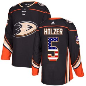Boern-NHL-Anaheim-Ducks-Ishockey-Troeje-Korbinian-Holzer-5-Sort-USA-Flag-Fashion