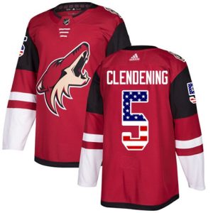 Boern-NHL-Arizona-Coyotes-Ishockey-Troeje-Adam-Clendening-5-Authentic-Roed-USA-Flag-Fashion
