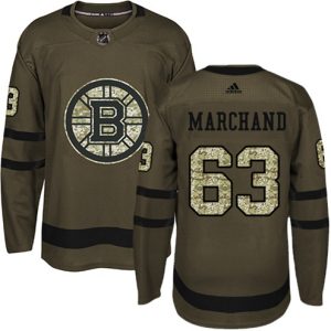 Boern-NHL-Boston-Bruins-Ishockey-Troeje-Brad-Marchand-63-Authentic-Groen-Salute-to-Service