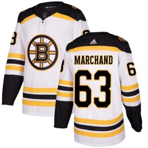 Boern-NHL-Boston-Bruins-Ishockey-Troeje-Brad-Marchand-63-Authentic-Hvid-Ude