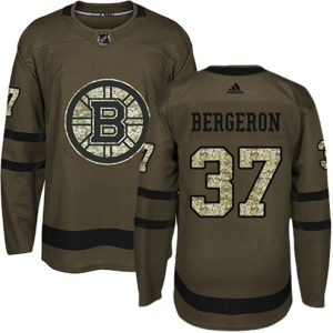 Boern-NHL-Boston-Bruins-Ishockey-Troeje-Patrice-Bergeron-37-Authentic-Groen-Salute-to-Service
