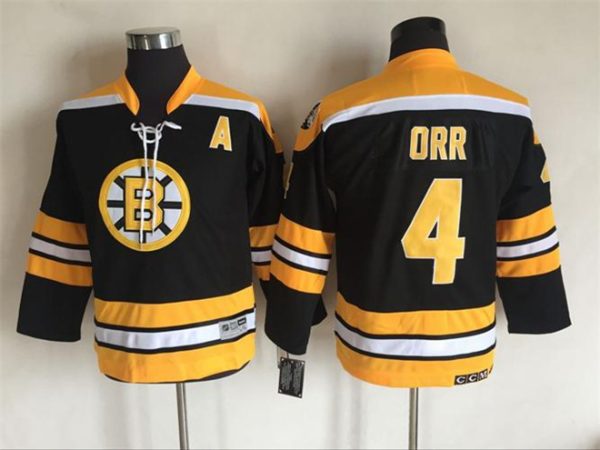 Boern-NHL-Boston-Bruins-Ishockey-Troeje-Retro-Bobby-Orr-4-Sort