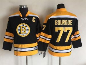 Boern-NHL-Boston-Bruins-Ishockey-Troeje-Retro-Bourque-77-Sort