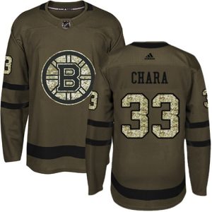 Boern-NHL-Boston-Bruins-Ishockey-Troeje-Zdeno-Chara-33-Authentic-Groen-Salute-to-Service