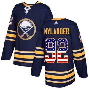 Boern-NHL-Buffalo-Sabres-Ishockey-Troeje-Alexander-Nylander-92-Authentic-Navy-Blaa-USA-Flag-Fashion