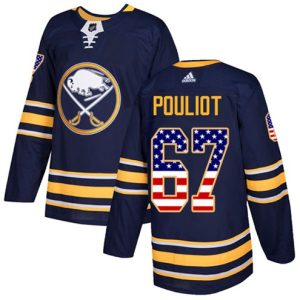 Boern-NHL-Buffalo-Sabres-Ishockey-Troeje-Benoit-Pouliot-67-Authentic-Navy-Blaa-USA-Flag-Fashion