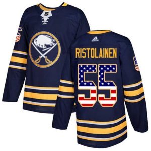 Boern-NHL-Buffalo-Sabres-Ishockey-Troeje-Rasmus-Ristolainen-55-Navy-USA-Flag-Fashion-Authentic