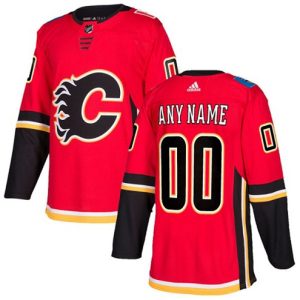 Boern-NHL-Calgary-Flames-Ishockey-Troeje-Customized-Hjemme-Roed-Authentic