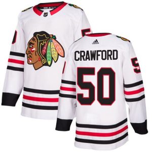 Boern-NHL-Chicago-Blackhawks-Ishockey-Troeje-Corey-Crawford-50-Authentic-Hvid-Ude