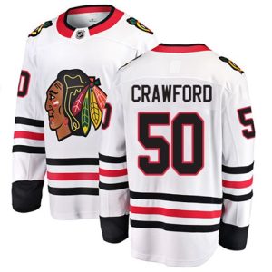 Boern-NHL-Chicago-Blackhawks-Ishockey-Troeje-Corey-Crawford-50-Breakaway-Hvid-Fanatics-Branded-Ude