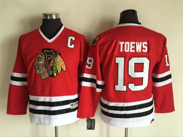 Boern-NHL-Chicago-Blackhawks-Ishockey-Troeje-RetroJonathan-Toews-19-Roed