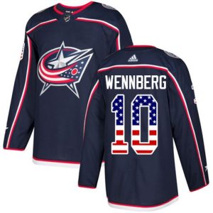 Boern-NHL-Columbus-Blue-Jackets-Ishockey-Troeje-Alexander-Wennberg-10-Authentic-Navy-Blaa-USA-Flag-Fashion