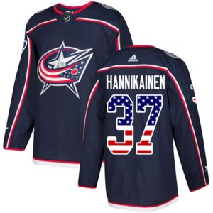 Boern-NHL-Columbus-Blue-Jackets-Ishockey-Troeje-Markus-Hannikainen-37-Authentic-Navy-Blaa-USA-Flag-Fashion