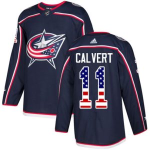 Boern-NHL-Columbus-Blue-Jackets-Ishockey-Troeje-Matt-Calvert-11-Authentic-Navy-Blaa-USA-Flag-Fashion