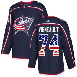 Boern-NHL-Columbus-Blue-Jackets-Ishockey-Troeje-Sam-Vigneault-74-Authentic-Navy-Blaa-USA-Flag-Fashion