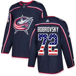 Boern-NHL-Columbus-Blue-Jackets-Ishockey-Troeje-Sergei-Bobrovsky-72-Navy-USA-Flag-Fashion-Authentic