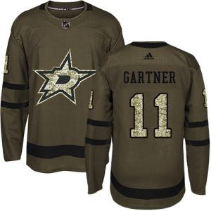 Boern-NHL-Dallas-Stars-Ishockey-Troeje-Mike-Gartner-11-Authentic-Groen-Salute-to-Service