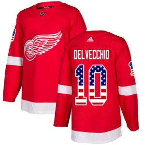 Boern-NHL-Detroit-Red-Wings-Ishockey-Troeje-Alex-Delvecchio-10-Authentic-Roed-USA-Flag-Fashion