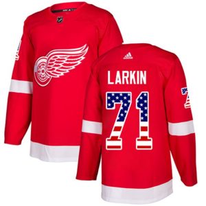 Boern-NHL-Detroit-Red-Wings-Ishockey-Troeje-Dylan-Larkin-71-Authentic-Roed-USA-Flag-Fashion