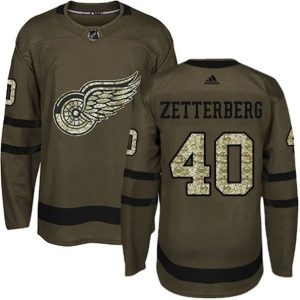 Boern-NHL-Detroit-Red-Wings-Ishockey-Troeje-Henrik-Zetterberg-40-Camo-Groen-Authentic