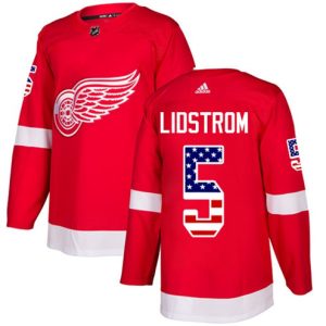 Boern-NHL-Detroit-Red-Wings-Ishockey-Troeje-Nicklas-Lidstrom-5-Authentic-Roed-USA-Flag-Fashion