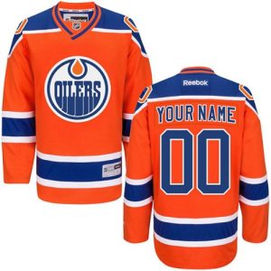 Boern-NHL-Edmonton-Oilers-Ishockey-Troeje-Customized-Reebok-Third-Orange-Authentic
