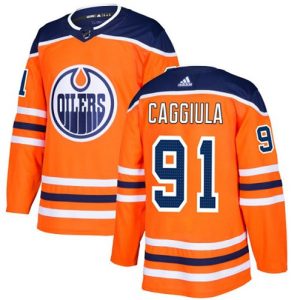 Boern-NHL-Edmonton-Oilers-Ishockey-Troeje-Drake-Caggiula-91-Authentic-Orange-Hjemme