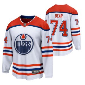 Boern-NHL-Edmonton-Oilers-Ishockey-Troeje-Ethan-Bear-74-2021-Reverse-Retro-Hvid-Special-Edition