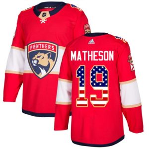 Boern-NHL-Florida-Panthers-Ishockey-Troeje-Michael-Matheson-19-Authentic-Roed-USA-Flag-Fashion