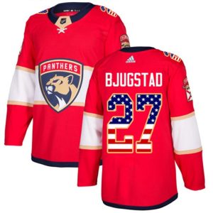 Boern-NHL-Florida-Panthers-Ishockey-Troeje-Nick-Bjugstad-27-Authentic-Roed-USA-Flag-Fashion