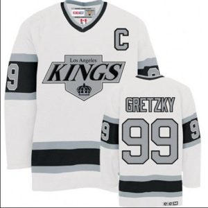 Boern-NHL-Los-Angeles-Kings-Ishockey-Troeje-Wayne-Gretzky-99-Authentic-Throwback-Hvid-CCM