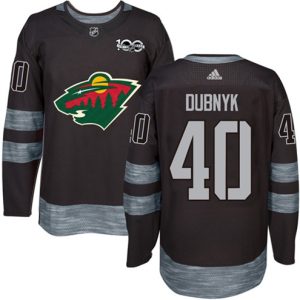 Boern-NHL-Minnesota-Wild-Ishockey-Troeje-Devan-Dubnyk-40-Authentic-Sort-1917-2017-100th-Anniversary