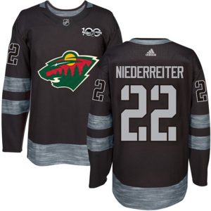 Boern-NHL-Minnesota-Wild-Ishockey-Troeje-Nino-Niederreiter-22-Authentic-Sort-1917-2017-100th-Anniversary