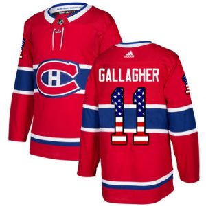 Boern-NHL-Montreal-Canadiens-Ishockey-Troeje-Brendan-Gallagher-11-Authentic-Roed-USA-Flag-Fashion