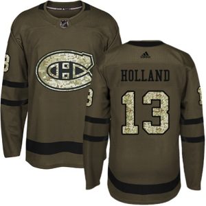 Boern-NHL-Montreal-Canadiens-Ishockey-Troeje-Peter-Holland-13-Authentic-Groen-Salute-to-Service