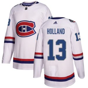 Boern-NHL-Montreal-Canadiens-Ishockey-Troeje-Peter-Holland-13-Authentic-Hvid-2017-100-Classic