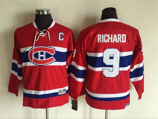 Boern-NHL-Montreal-Canadiens-Ishockey-Troeje-Retro-Richard-9-Roed