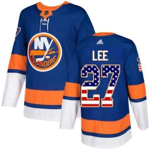 Boern-NHL-NHL-New-York-Islanders-Ishockey-Troeje-Anders-Lee-27-Blaa-USA-Flag-Fashion-Authentic