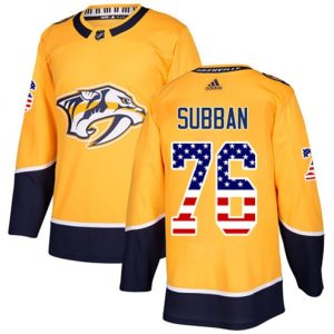Boern-NHL-Nashville-Predators-Ishockey-Troeje-P.K-Subban-76-Authentic-Guld-USA-Flag-Fashion