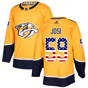 Boern-NHL-Nashville-Predators-Ishockey-Troeje-Roman-Josi-59-Authentic-Guld-USA-Flag-Fashion