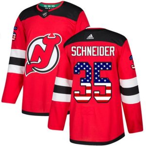 Boern-NHL-New-Jersey-Devils-Ishockey-Troeje-Cory-Schneider-35-Authentic-Roed-USA-Flag-Fashion