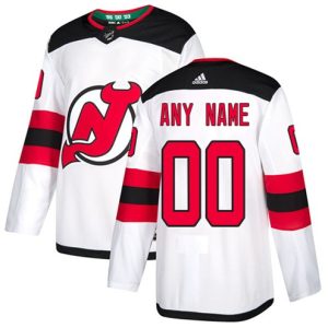 Boern-NHL-New-Jersey-Devils-Ishockey-Troeje-Customized-Ude-Hvid-Authentic
