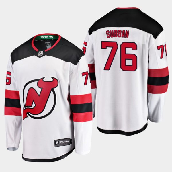 Boern-NHL-New-Jersey-Devils-Ishockey-Troeje-P.K.-Subban-76-Hvid-Ude-Breakaway-Player