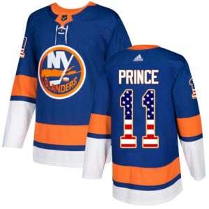 Boern-NHL-New-York-Islanders-Ishockey-Troeje-Shane-Prince-11-Authentic-Royal-Blaa-USA-Flag-Fashion