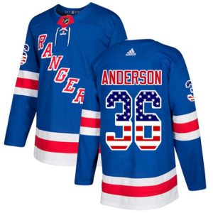 Boern-NHL-New-York-Rangers-Ishockey-Troeje-Glenn-Anderson-36-Authentic-Royal-Blaa-USA-Flag-Fashion