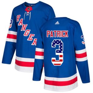 Boern-NHL-New-York-Rangers-Ishockey-Troeje-James-Patrick-3-Authentic-Royal-Blaa-USA-Flag-Fashion