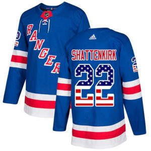 Boern-NHL-New-York-Rangers-Ishockey-Troeje-Kevin-Shattenkirk-22-Authentic-Royal-Blaa-USA-Flag-Fashion