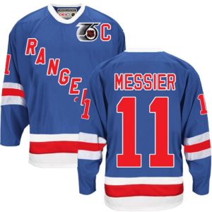 Boern-NHL-New-York-Rangers-Ishockey-Troeje-Mark-Messier-11-Authentic-Throwback-Royal-Blaa-CCM-75TH